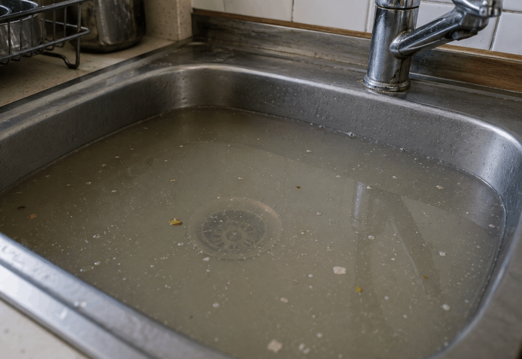 Agua-estancada-en-un-fregadero